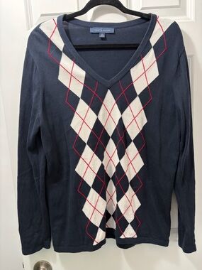 Tommy Hilfiger Navy Knit Crewneck Sweater with Flag Logo
